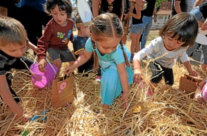 Leonis Adobe Museum held an egg hunt to get a jump on the Easter holiday. Kids were invited to make bunny ears before digging through straw to find candy filled plastic Easter eggs. Calabasas, CA 3/23/2013(John McCoy/Staff Photographer