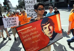 Michael Wong, 26, a planetary science graduate student at Caltech, participates in the March for Science rally from Caltech to Memorial Park in Pasadena, CA., Saturday, April 22, 2017. March for science rallies were held through out the country to take aim at climate change skepticism and proposed budget cuts. (Photo by James Carbone for the Pasadena Star News/SCNG)